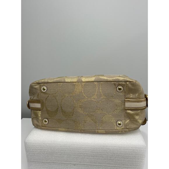 Coach Metallic Gold Bonnie Linen Lurex Satchel Bag 13502 - Picture 4 of 15